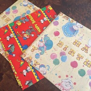Vintage Red and Cream Birthday Gift Wrap Set trio